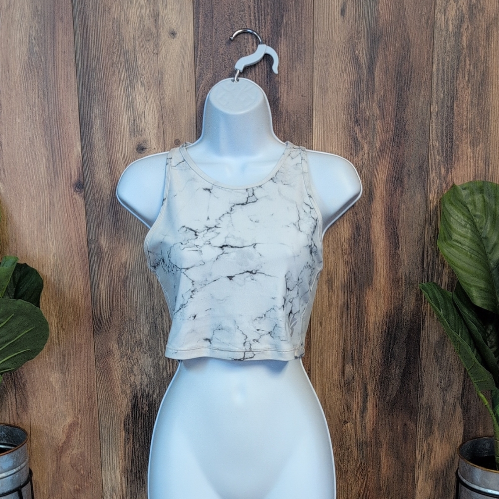 Marble Print Fitted Camisole Crop Top S           C543